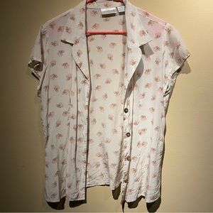 Vintage Liz Claiborne Button Up Short Sleeve Floral Shirt